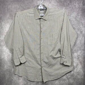 Van Heusen Shirt Mens 18 34/35 Plaid Big Fit Wrinkle Free Button Up Long Sleeve